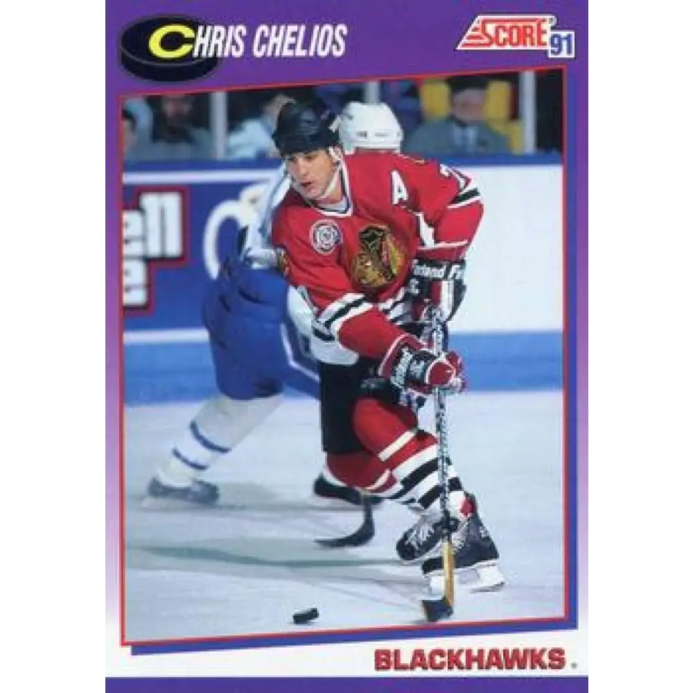 1991-92 Score American #235 Chris Chelios NM-MT Chicago Blackhawks Hockey Card  Image 1