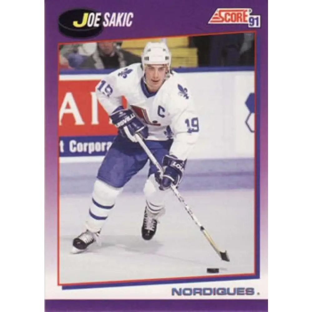 1991-92 Score American #25 Joe Sakic NM-MT Quebec Nordiques Hockey Card  Image 1