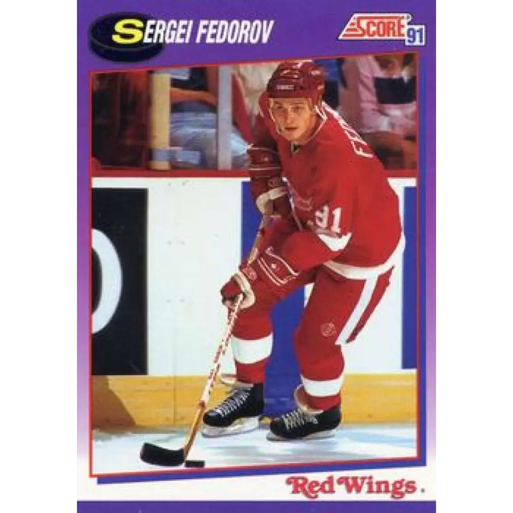 1991-92 Score American #250 Sergei Fedorov NM-MT Detroit Red Wings Hockey Card  Image 1