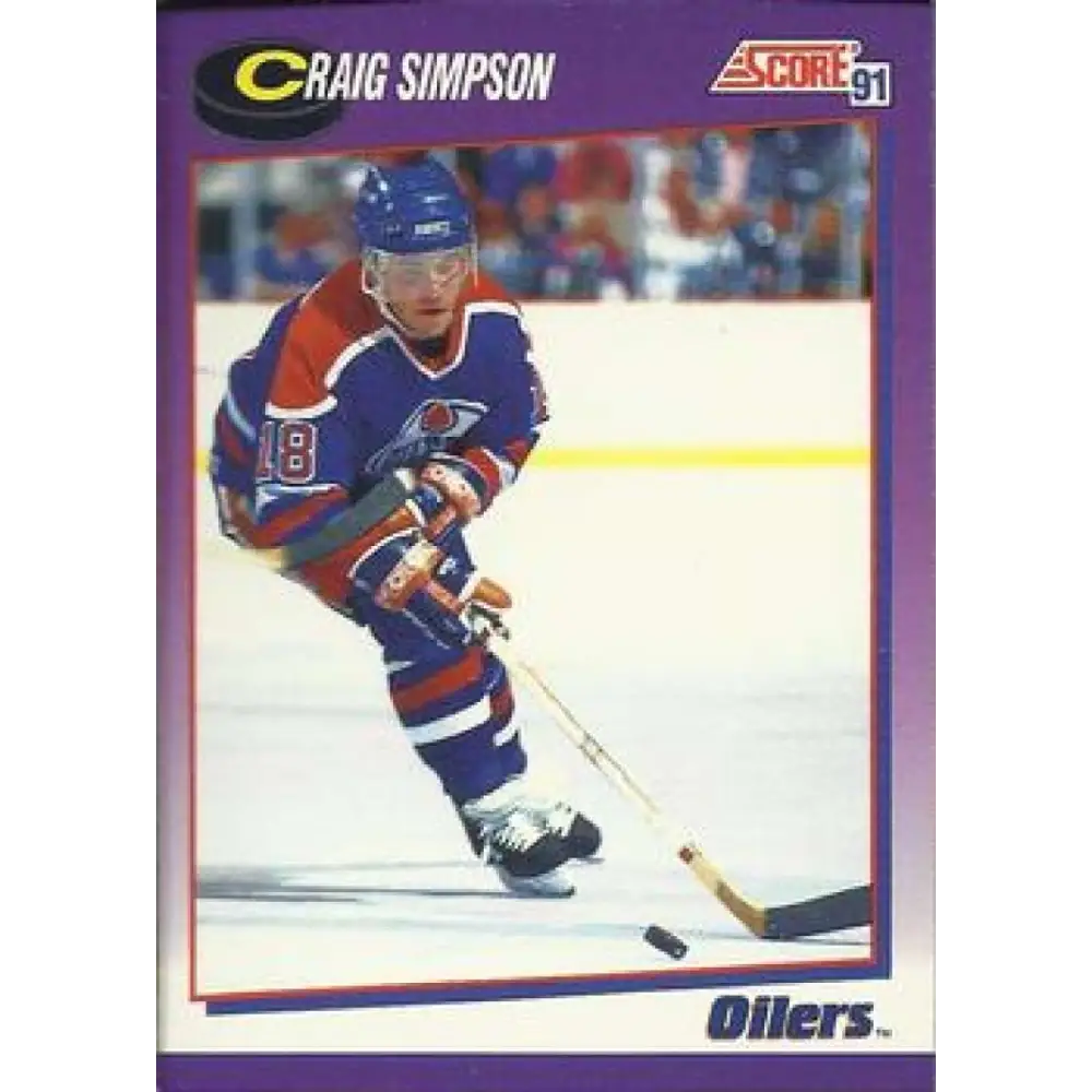 1991-92 Score American #255 Craig Simpson NM-MT Edmonton Oilers Hockey Card  Image 1