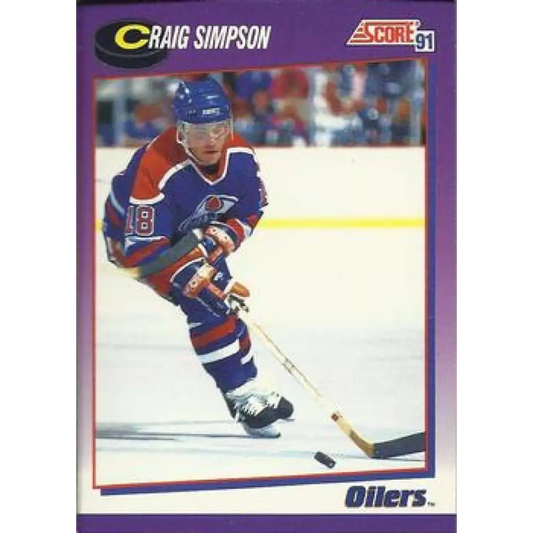 1991-92 Score American #255 Craig Simpson NM-MT Edmonton Oilers Hockey Card  Image 1