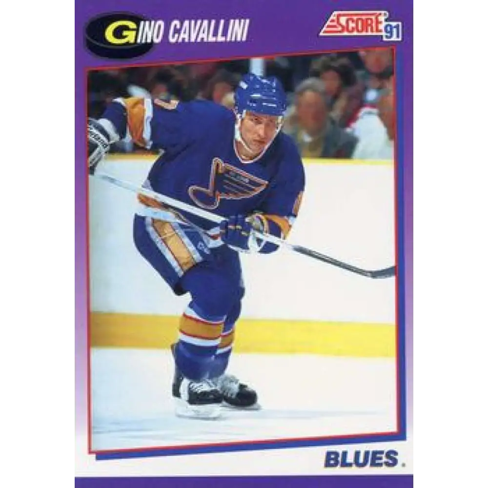 1991-92 Score American #258 Gino Cavallini NM-MT St. Louis Blues Hockey Card  Image 1