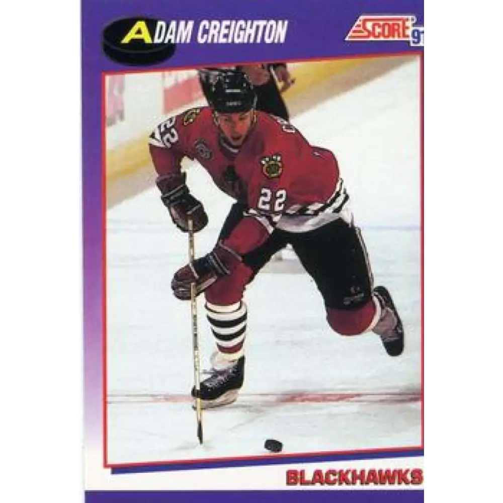 1991-92 Score American #265 Adam Creighton NM-MT Chicago Blackhawks Hockey Card  Image 1