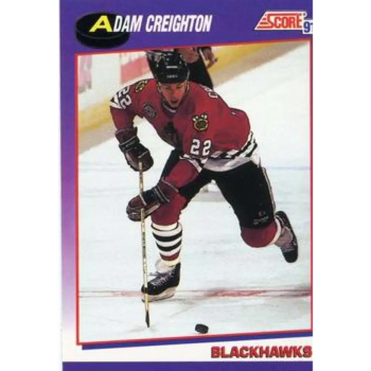 1991-92 Score American #265 Adam Creighton NM-MT Chicago Blackhawks Hockey Card  Image 1