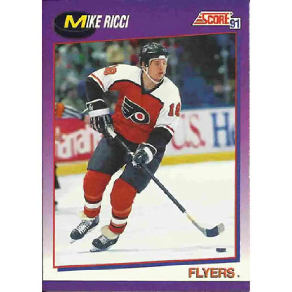 1991-92 Score American #28 Mike Ricci NM-MT Philadelphia Flyers Hockey Card  Image 1