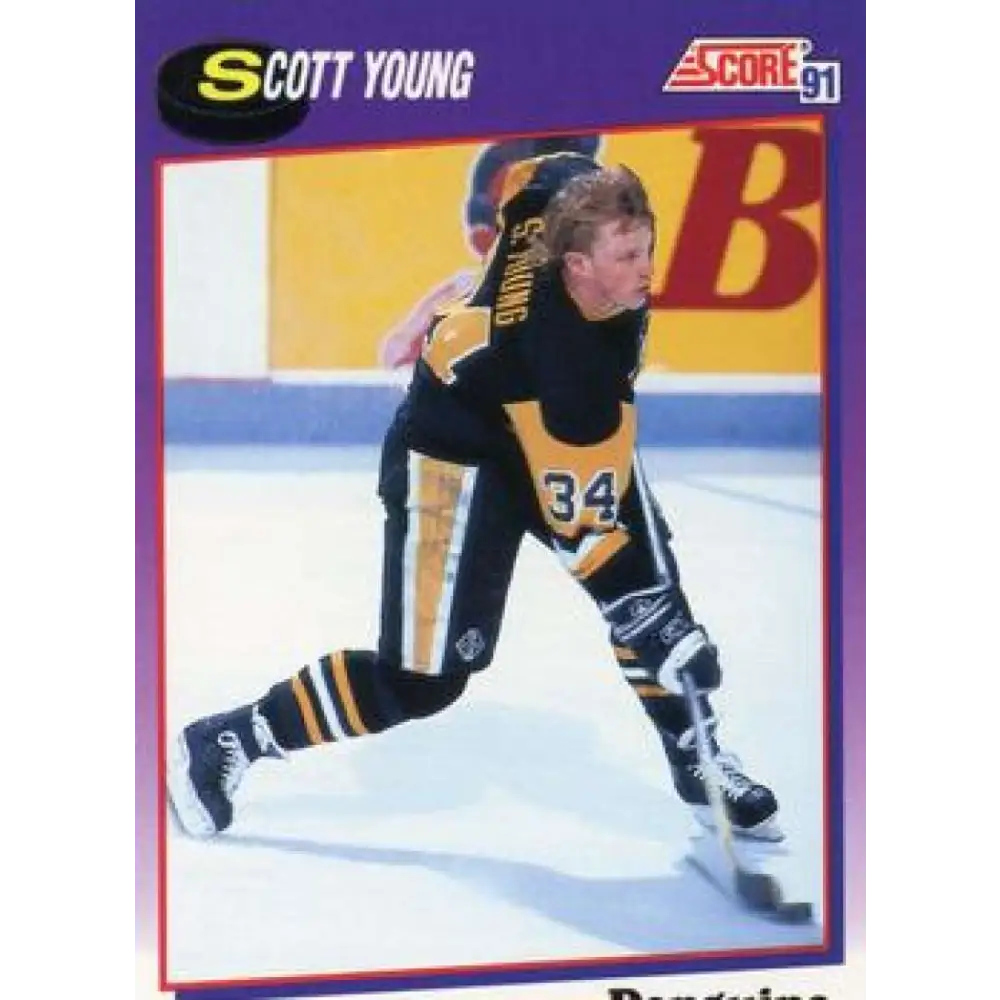 1991-92 Score American #287 Scott Young NM-MT Pittsburgh Penguins Hockey Card  Image 1