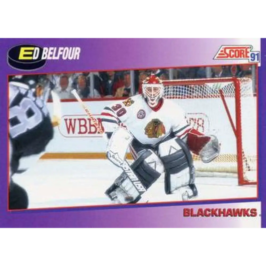 1991-92 Score American #290 Ed Belfour NM-MT Chicago Blackhawks Hockey Card  Image 1