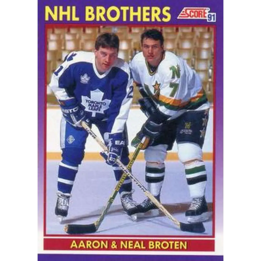 1991-92 Score American #307 Neal Broten/Aaron Broten NM-MT Minnesota North Stars Hockey Card  Image 1