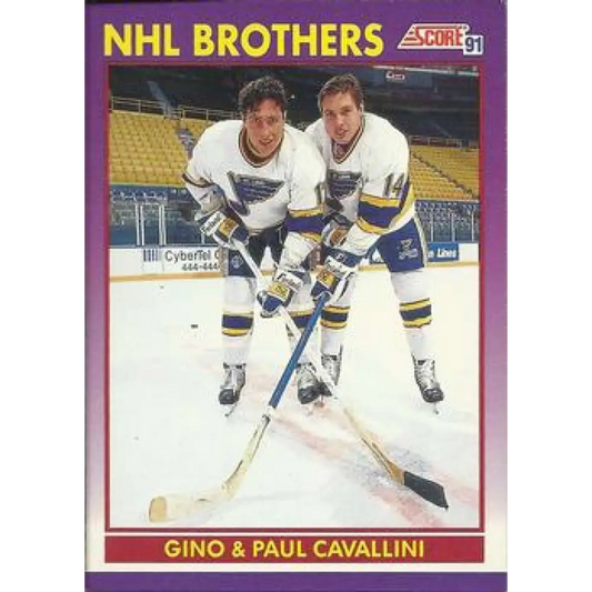 1991-92 Score American #308 Paul Cavallini/Gino Cavallini NM-MT St. Louis Blues Hockey Card  Image 1