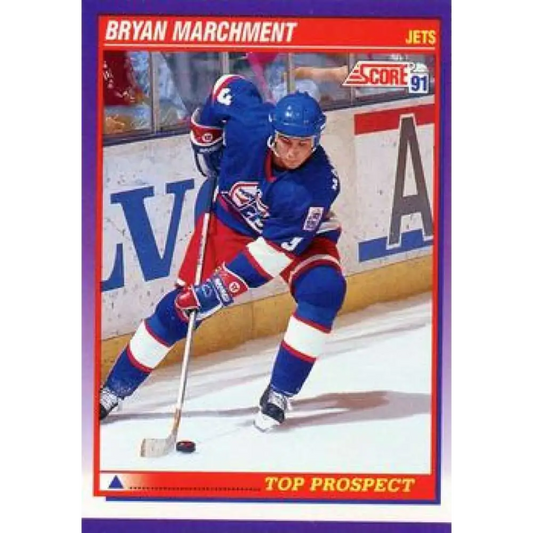 1991-92 Score American #314 Bryan Marchment NM-MT RC Rookie Winnipeg Jets Hockey Card  Image 1