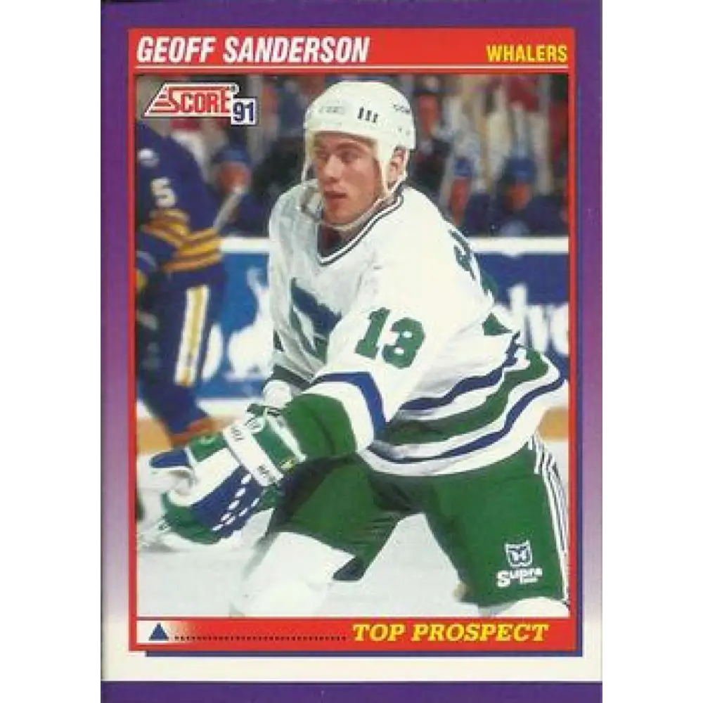 1991-92 Score American #324 Geoff Sanderson NM-MT RC Rookie Hartford Whalers Hockey Card  Image 1