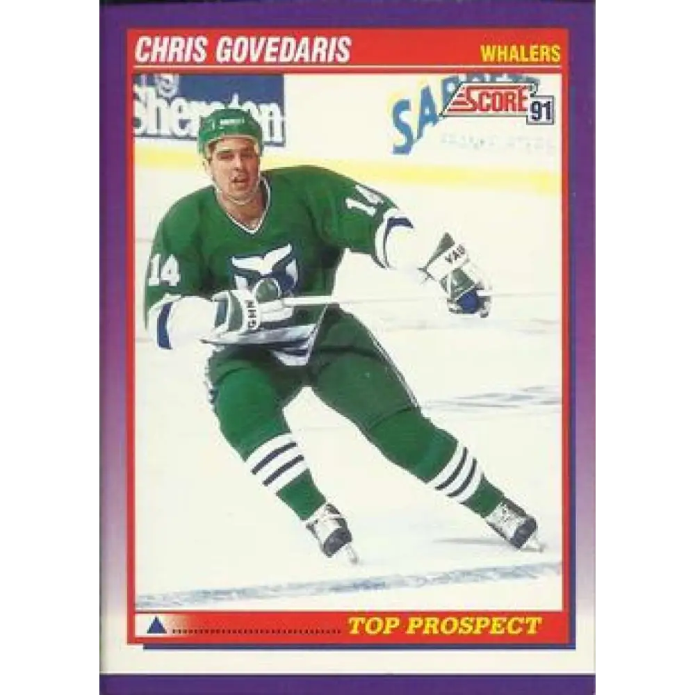 1991-92 Score American #325 Chris Govedaris NM-MT Hartford Whalers Hockey Card  Image 1