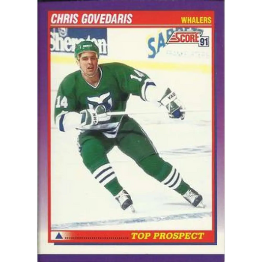 1991-92 Score American #325 Chris Govedaris NM-MT Hartford Whalers Hockey Card  Image 1