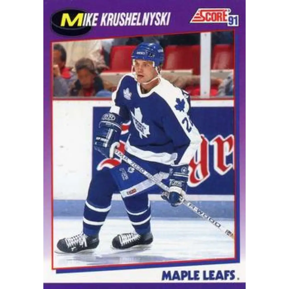 1991-92 Score American #33 Mike Krushelnyski NM-MT Toronto Maple Leafs Hockey Card  Image 1