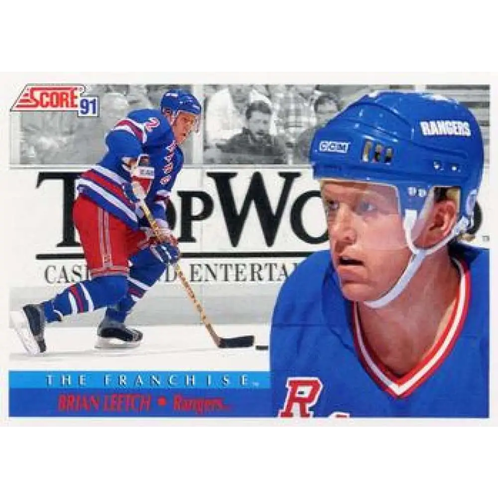 1991-92 Score American #333 Brian Leetch NM-MT New York Rangers Hockey Card  Image 1