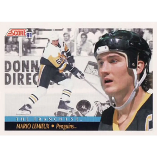 1991-92 Score American #335 Mario Lemieux NM-MT Pittsburgh Penguins Hockey Card  Image 1