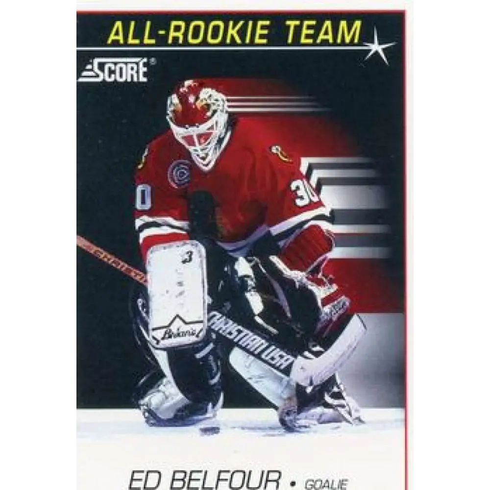 1991-92 Score American #348 Ed Belfour NM-MT Chicago Blackhawks Hockey Card  Image 1