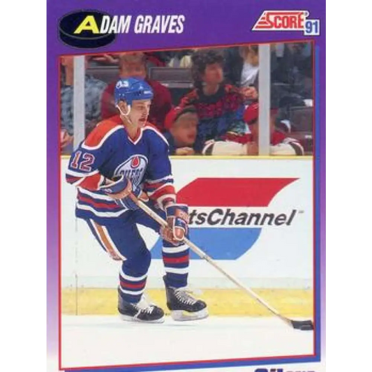 1991-92 Score American #358 Adam Graves NM-MT Edmonton Oilers Hockey Card  Image 1