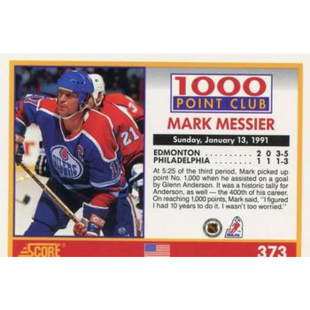 1991-92 Score American #373 Mark Messier NM-MT Hockey Card  Image 2