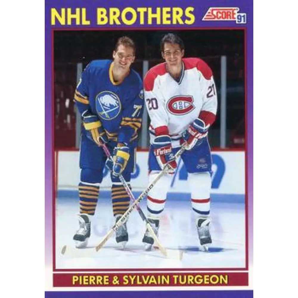 1991-92 Score American #377 Sylvain Turgeon/Pierre Turgeon NM-MT Montreal Canadiens Hockey Card  Image 1