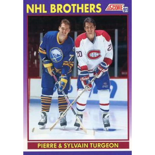 1991-92 Score American #377 Sylvain Turgeon/Pierre Turgeon NM-MT Montreal Canadiens Hockey Card  Image 1