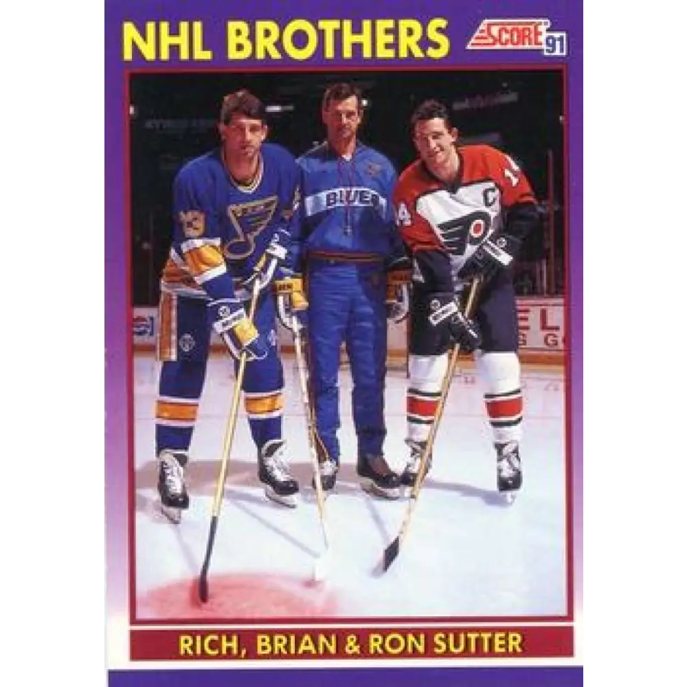 1991-92 Score American #378 Ron Sutter/Brian Sutter NM-MT St. Louis Blues Hockey Card  Image 1
