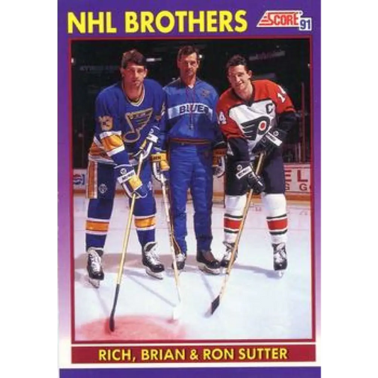 1991-92 Score American #378 Ron Sutter/Brian Sutter NM-MT St. Louis Blues Hockey Card  Image 1
