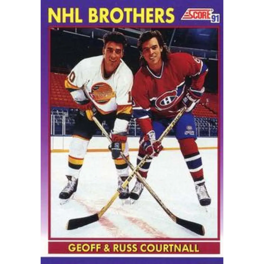 1991-92 Score American #380 Geoff Courtnall/Russ Courtnall NM-MT Vancouver Canucks Hockey Card  Image 1
