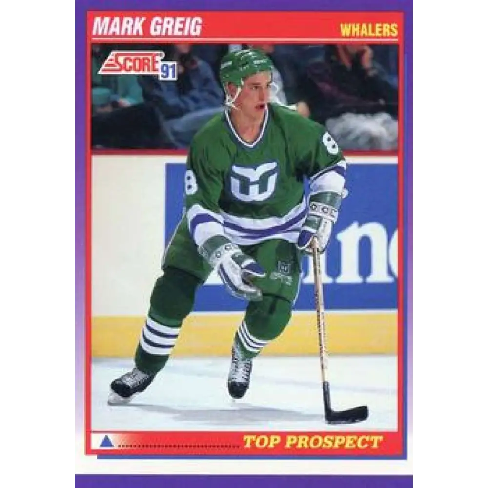 1991-92 Score American #383 Mark Greig NM-MT Hartford Whalers Hockey Card  Image 1