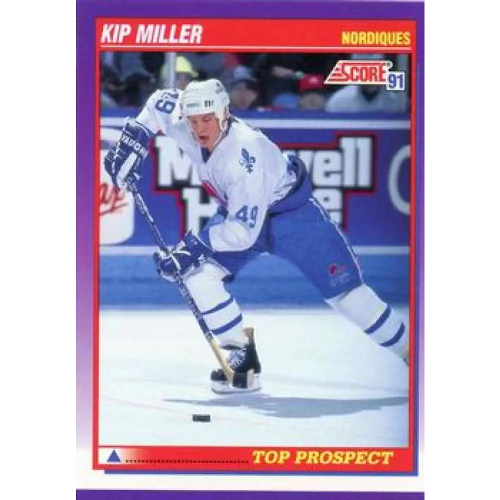 1991-92 Score American #384 Kip Miller NM-MT Quebec Nordiques Hockey Card  Image 1