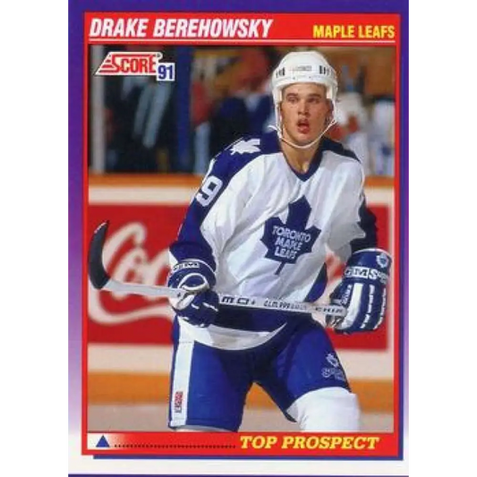1991-92 Score American #385 Drake Berehowsky NM-MT Toronto Maple Leafs Hockey Card  Image 1