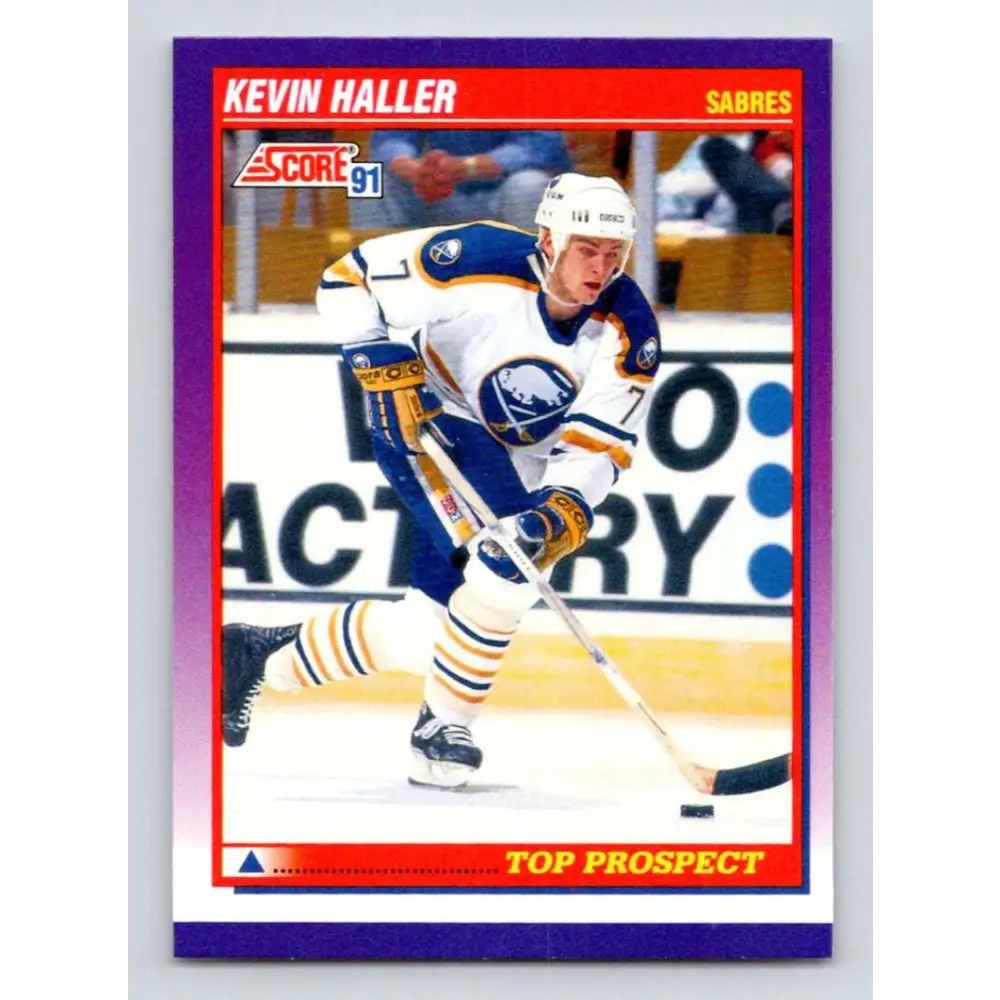 1991-92 Score American #386 Kevin Haller NM-MT RC Rookie Buffalo Sabres Hockey Card  Image 1