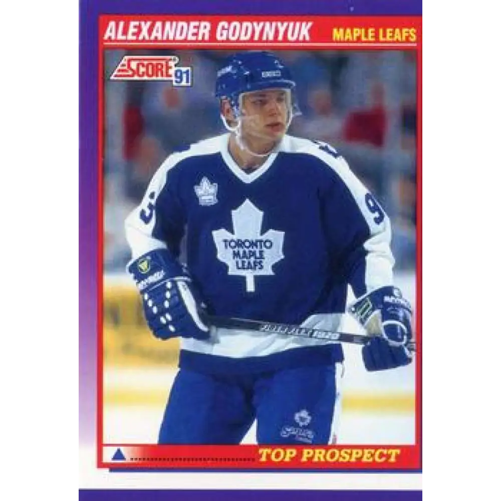 1991-92 Score American #391 Alexander Godynyuk NM-MT Toronto Maple Leafs Hockey Card  Image 1
