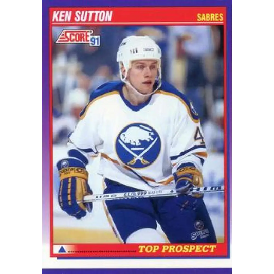 1991-92 Score American #393 Ken Sutton NM-MT RC Rookie Buffalo Sabres Hockey Card  Image 1