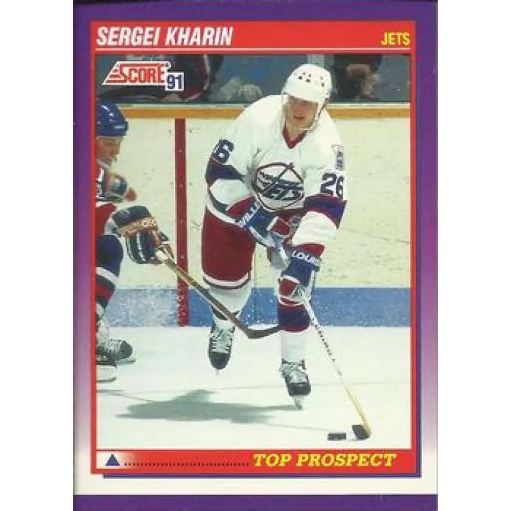 1991-92 Score American #394 Sergei Kharin NM-MT Winnipeg Jets Hockey Card  Image 1
