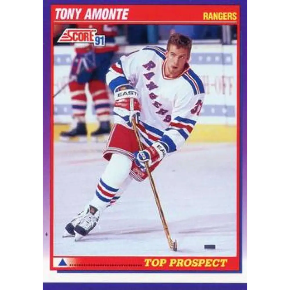 1991-92 Score American #398 Tony Amonte NM-MT RC Rookie New York Rangers Hockey Card  Image 1