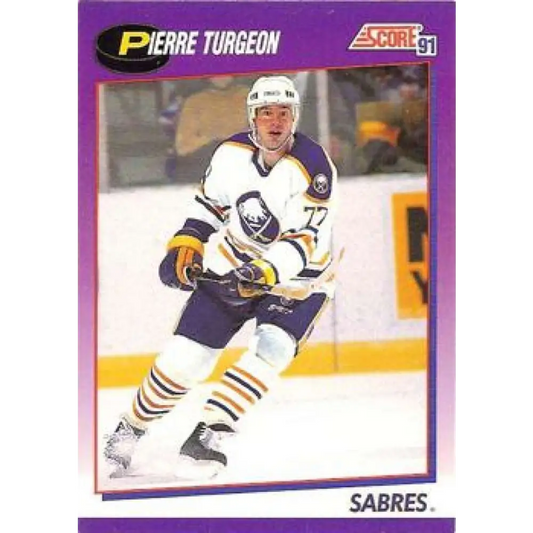 1991-92 Score American #4 Pierre Turgeon NM-MT Buffalo Sabres Hockey Card  Image 1