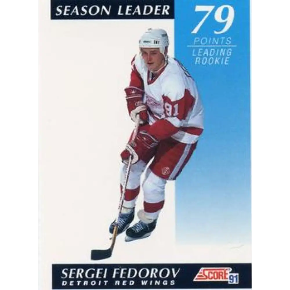 1991-92 Score American #408 Sergei Fedorov NM-MT Detroit Red Wings Hockey Card  Image 1