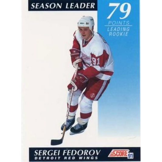 1991-92 Score American #408 Sergei Fedorov NM-MT Detroit Red Wings Hockey Card  Image 1