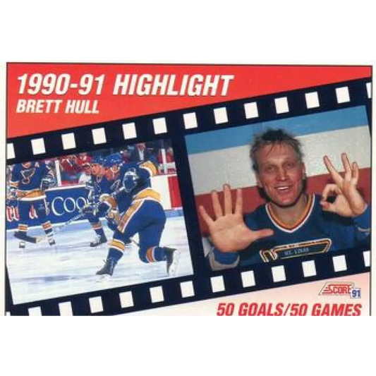 1991-92 Score American #412 Brett Hull NM-MT /50 St. Louis Blues Hockey Card  Image 1