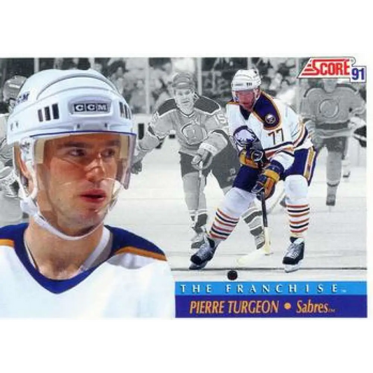 1991-92 Score American #416 Pierre Turgeon NM-MT Buffalo Sabres Hockey Card  Image 1