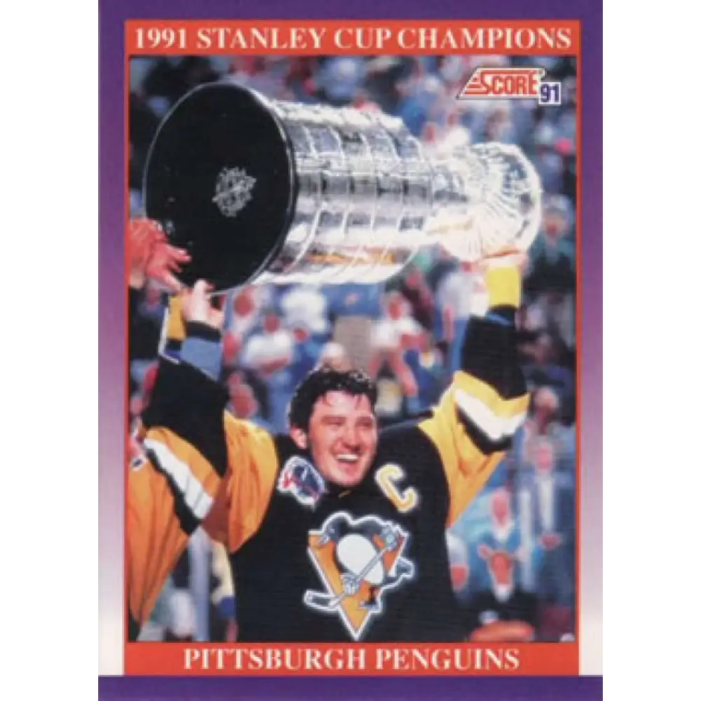 1991-92 Score American #425 Stanley Cup Champs NM-MT Pittsburgh Penguins Hockey Card  Image 1