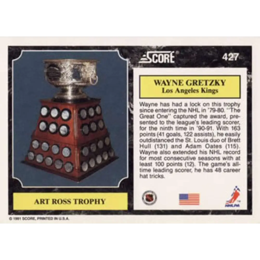 1991-92 Score American #427 Wayne Gretzky NM-MT Los Angeles Kings Hockey Card  Image 2
