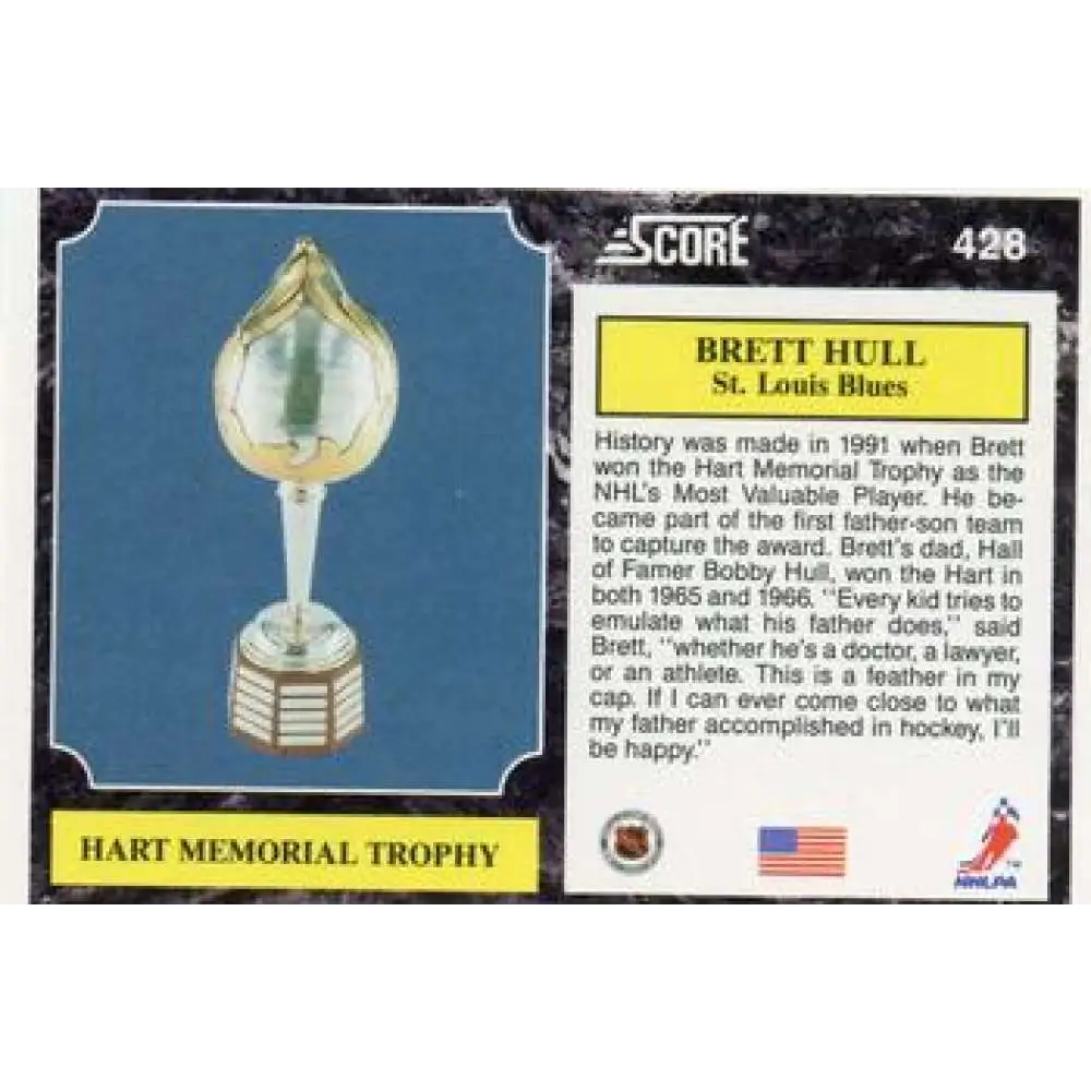 1991-92 Score American #428 Brett Hull NM-MT St. Louis Blues Hockey Card  Image 2