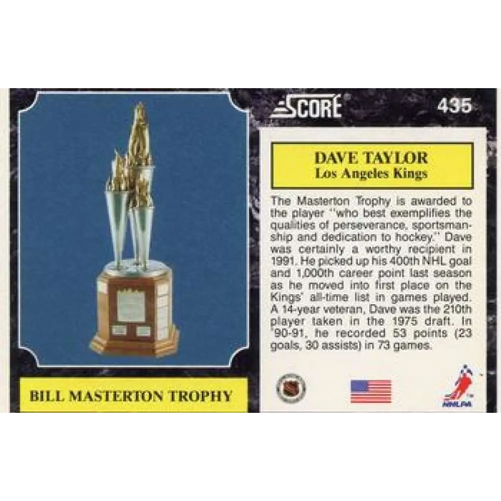1991-92 Score American #435 Bill Masterton NM-MT Los Angeles Kings Hockey Card  Image 2