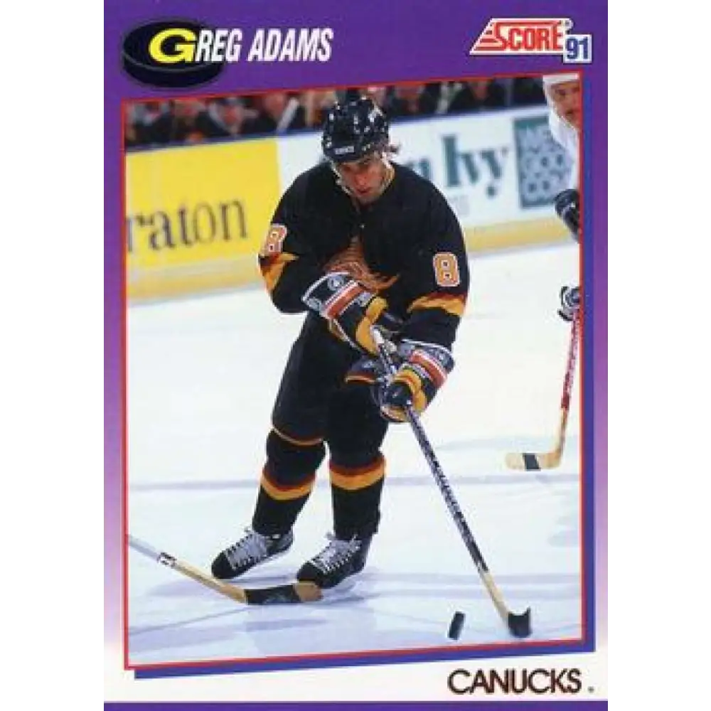 1991-92 Score American #44 Greg Adams NM-MT Vancouver Canucks Hockey Card  Image 1