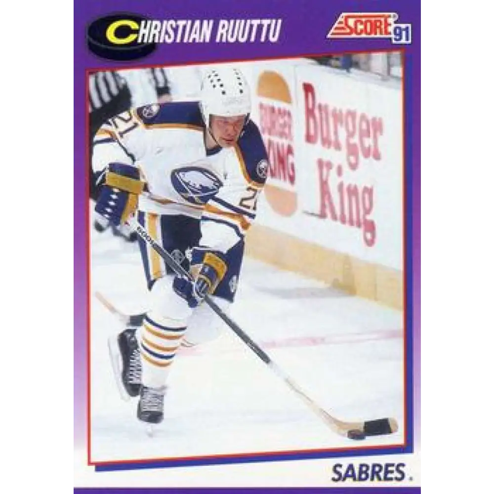 1991-92 Score American #45 Christian Ruuttu NM-MT Buffalo Sabres Hockey Card  Image 1