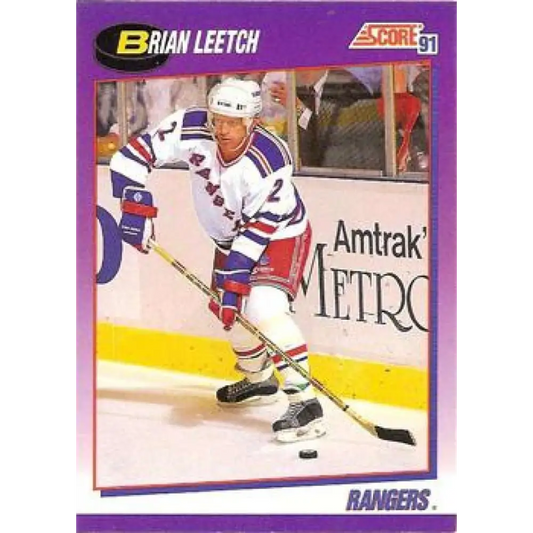 1991-92 Score American #5 Brian Leetch NM-MT New York Rangers Hockey Card  Image 1