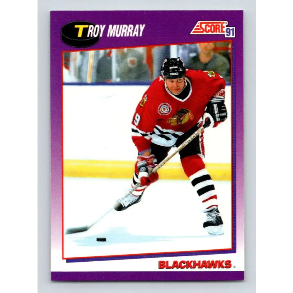 1991-92 Score American #53 Troy Murray NM-MT Chicago Blackhawks Hockey Card  Image 1