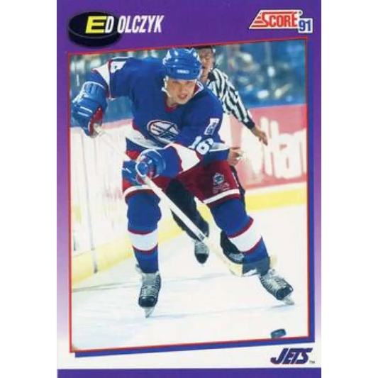 1991-92 Score American #60 Ed Olczyk NM-MT Winnipeg Jets Hockey Card  Image 1